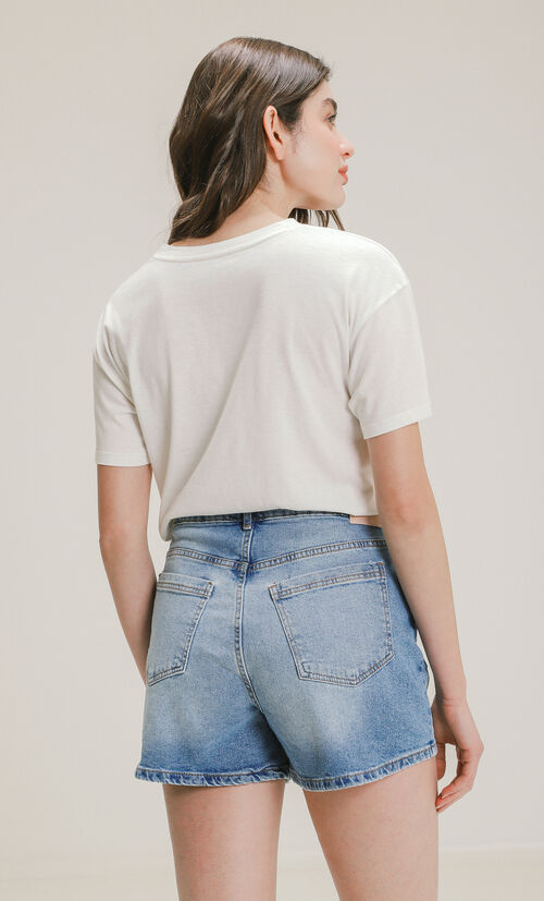 Short Mom Fit Azul Acero